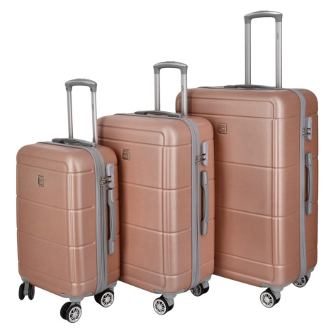 Cestovní plastový kufr zlatorůžový - Jony Porfyr SADA