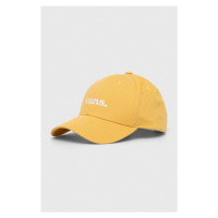Bavlněná baseballová čepice Vans žlutá barva, s aplikací