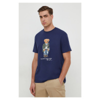 Bavlněné tričko Polo Ralph Lauren tmavomodrá barva, s potiskem, 710854497