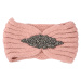 Pohodlná pletená čelenka Kokala s ozdobným prvkem, růžová