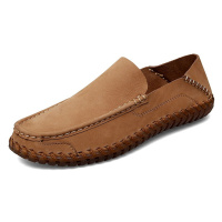 Kožené a semišové loafers pánské prošívané mokasíny