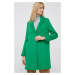Vlněný kabát United Colors of Benetton zelená barva, přechodný