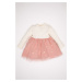 DEFACTO Baby Girl Crew Neck Long Sleeve Ribbed Camisole Tutu Dress