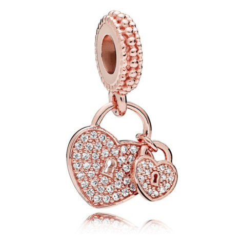 Pandora Pozlacený visací přívěsek Rose Zámky lásky 781807CZ