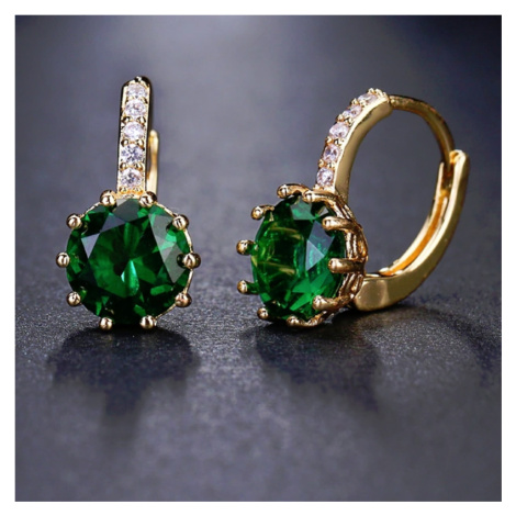 Sisi Jewelry Náušnice Swarovski Elements Bernadette Gold Smaragd E4004-ET-406N Zelená