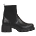 Designové dámské kotníčkové boty černé na širokém podpatku