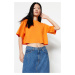 Trendyol Orange 100% Cotton Premium Crop Crew Neck Knitted T-Shirt