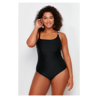Trendyol Curve Black Single Shoulder Swimsuit with Enhancing Effect