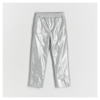 Reserved - Koženkové kalhoty - Stříbrná