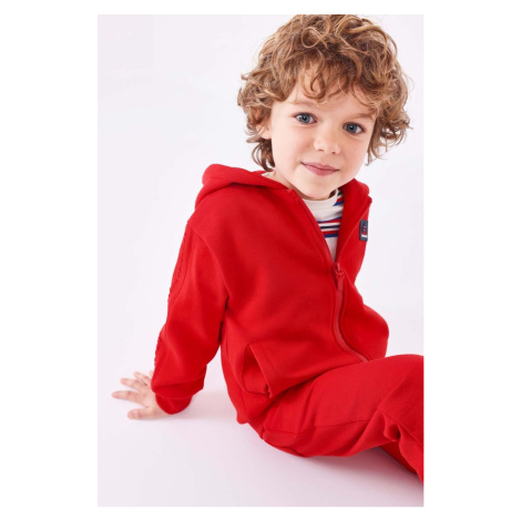 Dětská mikina Mayoral červená barva, s kapucí, hladká