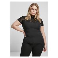 Dámské tričko krátký rukáv // Urban classics Ladies Flock Lace Turtleneck Tee black