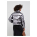 Péřová bunda Tommy Hilfiger dámská, stříbrná barva, zimní