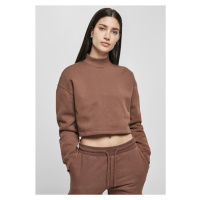 Dámský pulovr // Urban Classics Ladies Cropped Oversized Sweat High Neck Crew bark