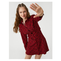 Koton Květinové košilové šaty s dlouhým rukávem Knoflíkový manžetový límec