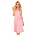 LILA - Plisované dámské šaty v pudrově růžové barvě s krátkými rukávy 311-7