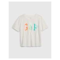 Bílé holčičí tričko organic logo GAP