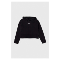 Dětská mikina Under Armour UA Rival Fleece Crop černá barva, s kapucí, s aplikací