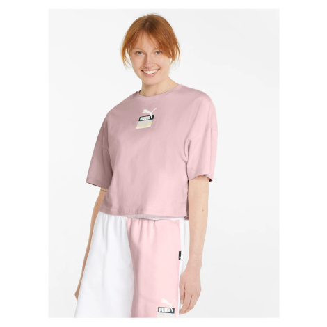 Růžové dámské volné cropped tričko Puma Brand Love