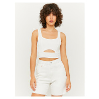 Bílý crop top s průstřihem TALLY WEiJL