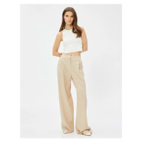 Koton Women's Beige Striped Trousers 3sak40087ew