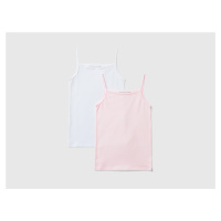 Benetton, Two Camisoles In Stretch Cotton