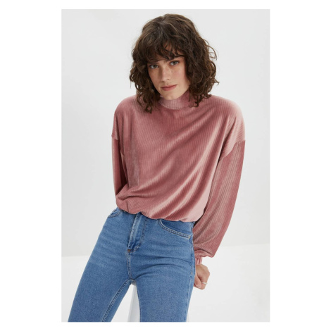 Trendyol Powder Stand Collar Basic Velvet Knitted Sweatshirt