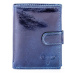 Leather wallet with navy blue embossing
