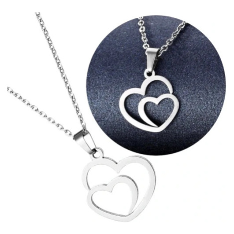 Camerazar Elegantní náhrdelník srdce z chirurgické oceli 316L, stříbrný, délka 45 cm