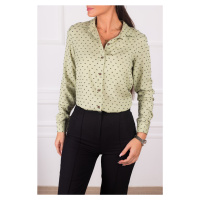 armonika Women's Green Patterned Long Sleeve Shirt