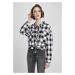 Ladies Short Oversized Check Shirt - black/white