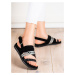 Luxusní  sandály černé dámské bez podpatku