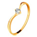 Prsten ze žlutého zlata 585 - lesklá zahnutá ramena, blýskavý čirý diamant