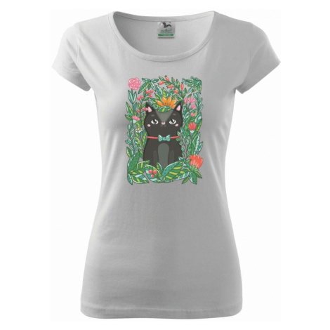 Kočka s květy malovaná - Pure dámské triko