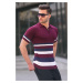Madmext Striped Knitwear Damson Polo Neck T-Shirt 6356