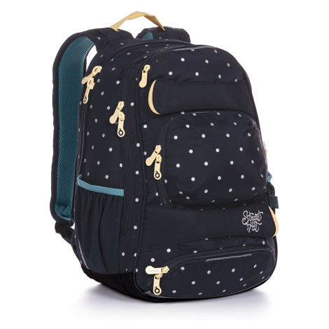 Studentský batoh Topgal YUMI s mini puntíky, tmavě modrá