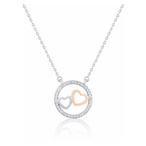 JVD Zamilovaný bicolor náhrdelník ze stříbra se zirkony SVLN0435XH2RO45