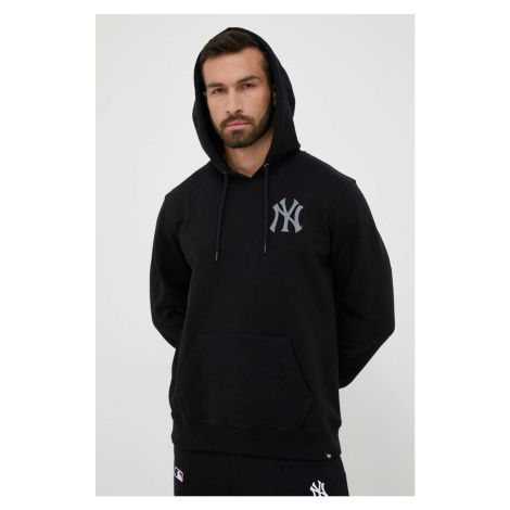 Mikina 47brand MLB New York Yankees pánská, černá barva, s kapucí, s potiskem 47 Brand