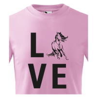 Dětské tričko pro milovníky koní s potiskem, který zobrazuje lásku ke koním