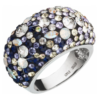 Evolution Group Stříbrný prsten s krystaly Swarovski mix barev fialová 35028.3 indigo