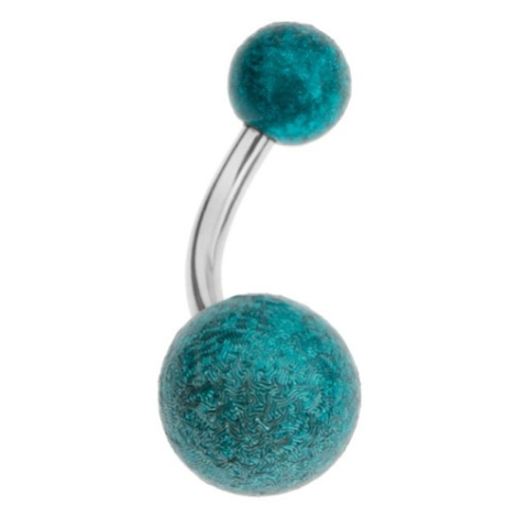 Akrylový piercing do pupíku, tyrkysové kuličky s pískovaným povrchem Šperky eshop