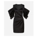 Šaty karl lagerfeld voluminous sleeve satin dress černá