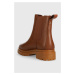 Kožené kotníkové boty Lauren Ralph Lauren Corinne dámské, hnědá barva, na platformě, 80286273100