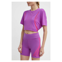 Tréninkové šortky adidas by Stella McCartney TruePace fialová barva, s potiskem, high waist, IT5