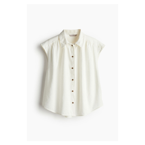 H & M - Košile z lněné směsi bez rukávů - bílá H&M