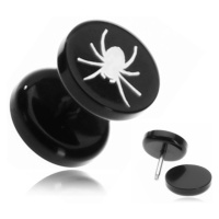 Fake piercing do ucha z akrylu - pavouk v černém kruhu