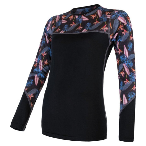 Dámské termo tričko SENSOR Merino impress černá/floral