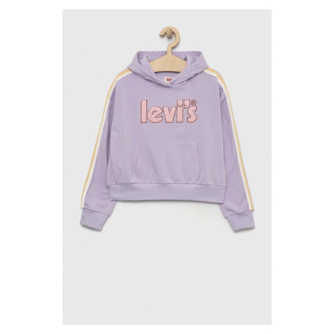 Dětská mikina Levi's fialová barva, s kapucí, s aplikací Levi´s