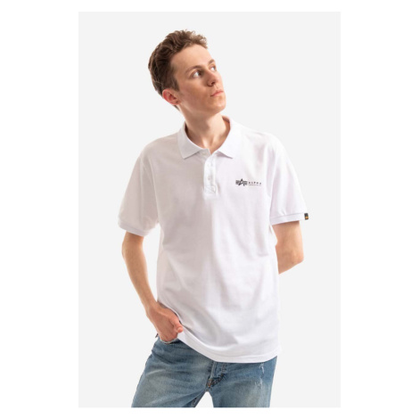 Bavlněné polo tričko Alpha Industries bílá barva, 106600.09-white