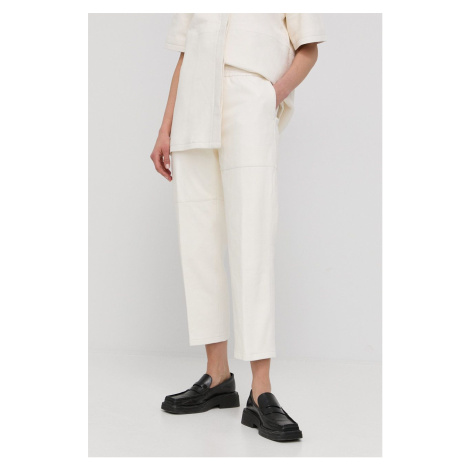 Kožené kalhoty Herskind dámské, bílá barva, jednoduché, high waist Birgitte Herskind