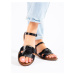 Zajímavé černé sandály dámské bez podpatku